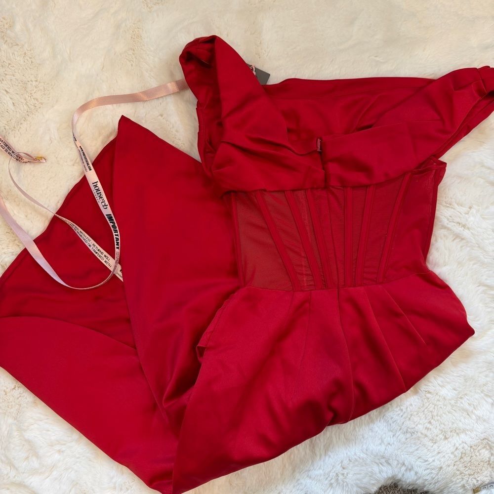 House of CB Off-Shoulder Drape Midi Corset Dress S - red - Picture 4 of 6